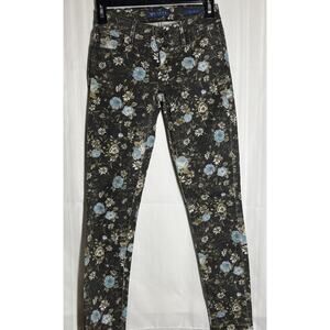 GUESS Los Angeles Blue floral Kate retro skinny cotton denim jeans Size 24